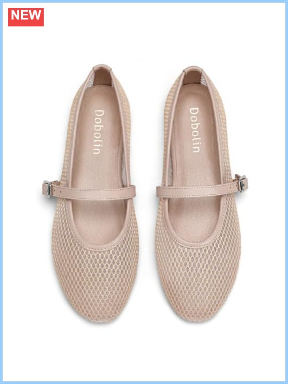 Women's Mesh Ballet Flats Mary Jane Round Toe Buckle Strap Shoes